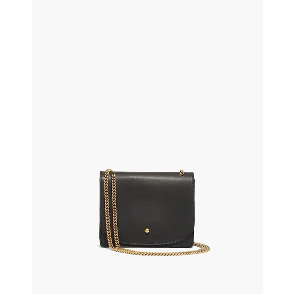 Madewell Black Leather Chain Crossbody Bag Small Minimalist Purse